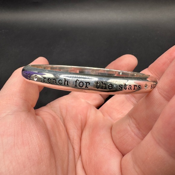 Brighton Bangle Dance Sing Follow Reach Quotes Silver Clear Crystals Bracelet - Picture 4 of 9